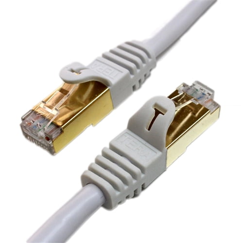 Premium CAT7 Double Shielded 10 Gigabit 600MHz Ethernet Patch Cable for Modem Router LAN Network White 7FT Gold Plated Shielded RJ45 Connectors Renewed Faster Than CAT6a CAT6 CAT5e Tera Grand Premium CAT7 Double Shielded 10 Gigabit 600MHz Ethernet Patch Cable for Modem Router LAN Network White 7FT Gold Plated Shielded RJ45 Connectors Renewed Faster Than CAT6a CAT6 CAT5e Tera Grand